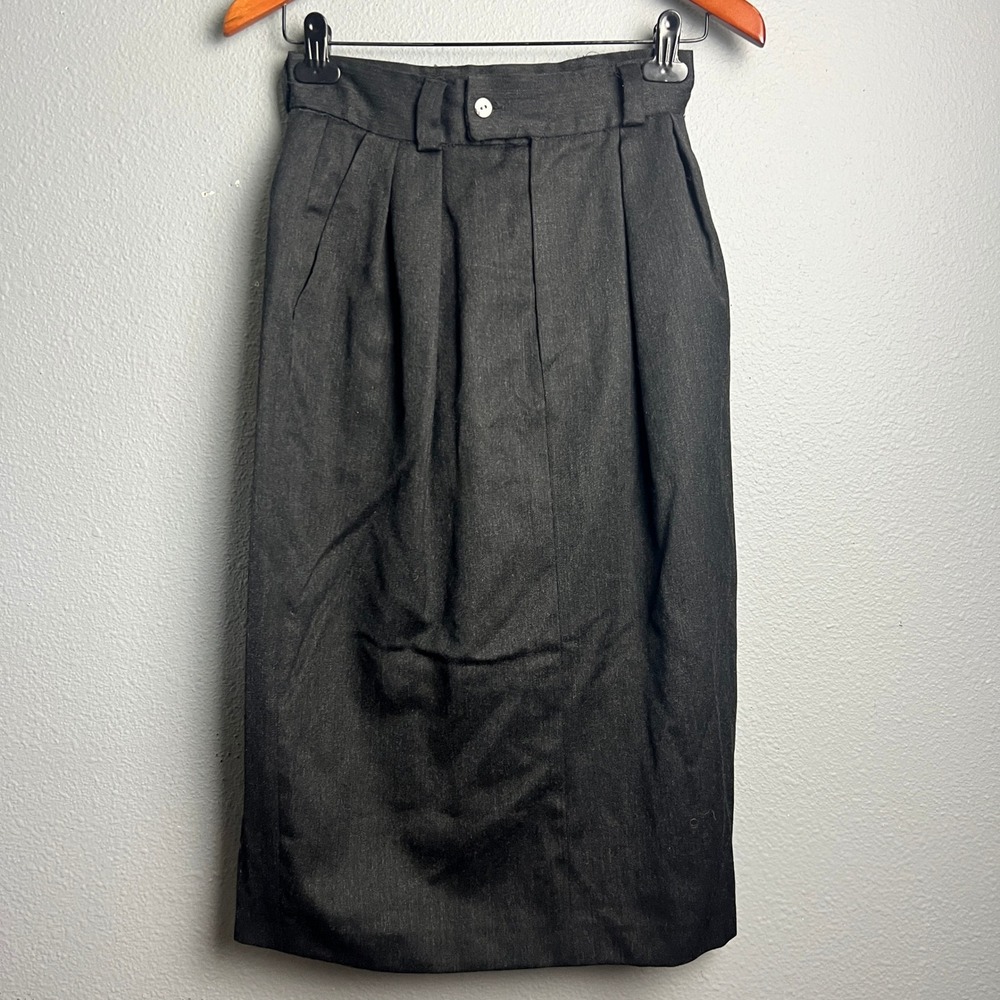 Barry Bricken Midi Skirt Pleated Pocketsβ Career Wear Pencil Skirt Gray Size S